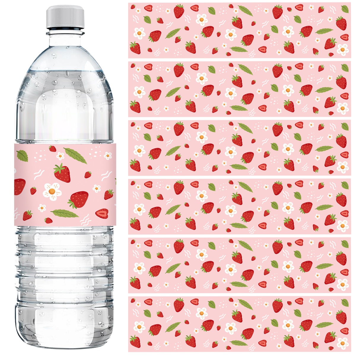Event Suppliers - 10pcs Strawberry Water Bottle Labels Pink