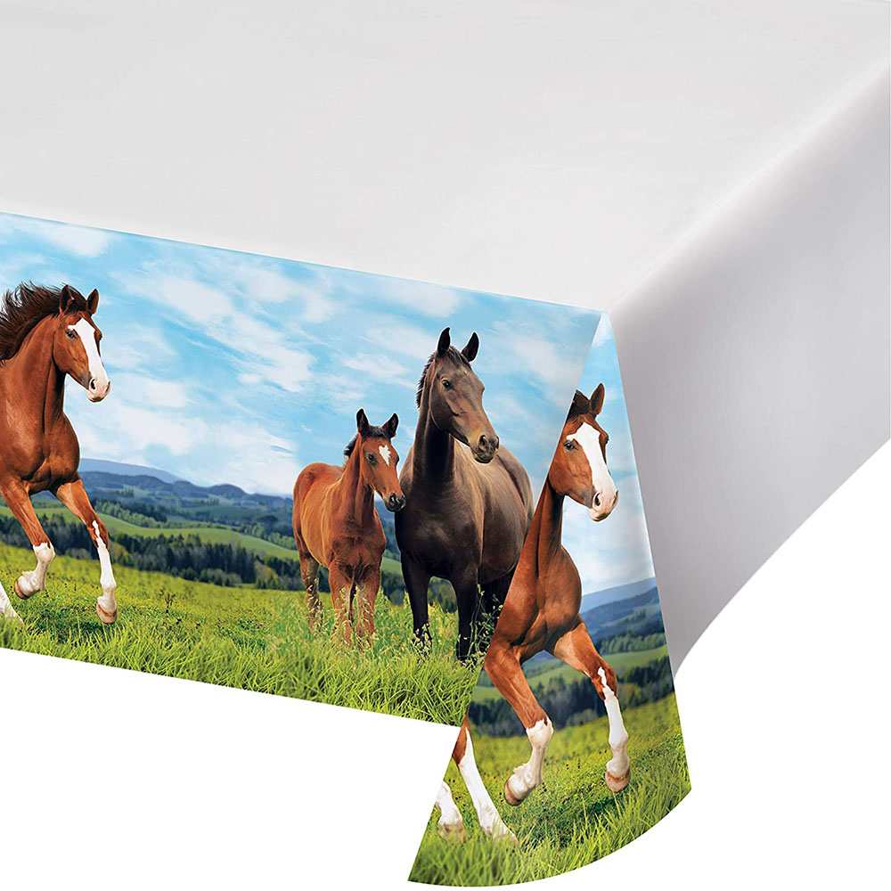 Table Cloth Disposable - 130x220 CM Wild Horse Tablecloth Horse