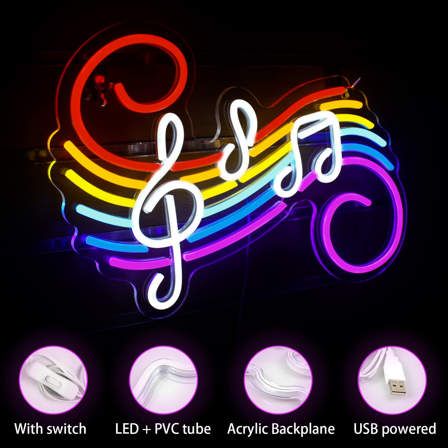 Music Notes Neon Sign Customiz - Neon Sign Party review and price