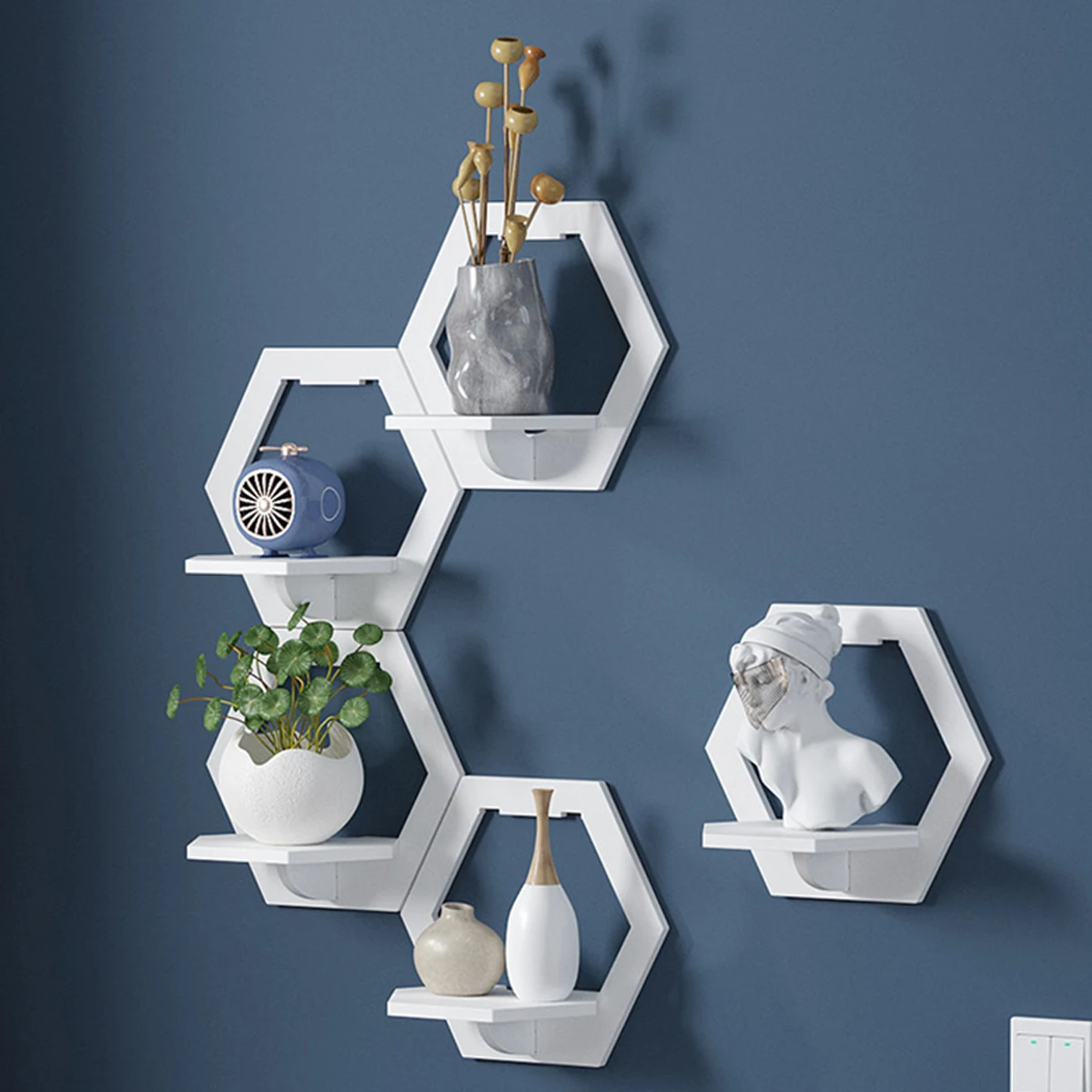3Pcs Hexagon Wall Shelf Punch  - Flower Wall Panel review and price