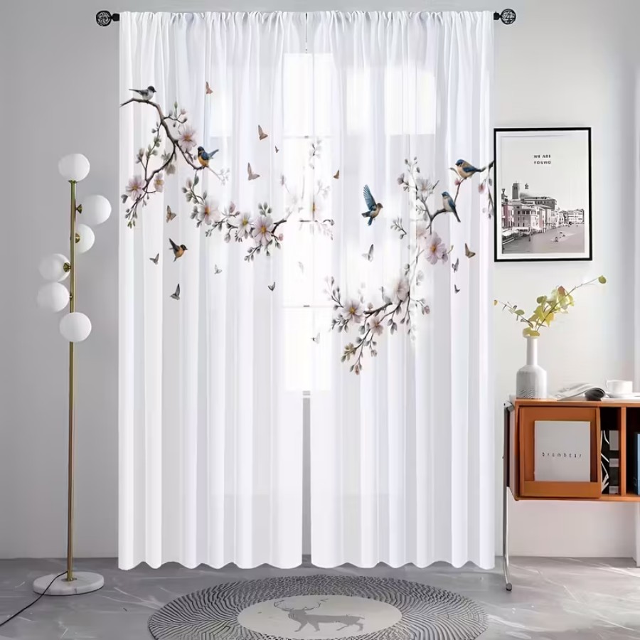 2PCS Digital Print Sheer Curta - Flower Wall Panel review and price