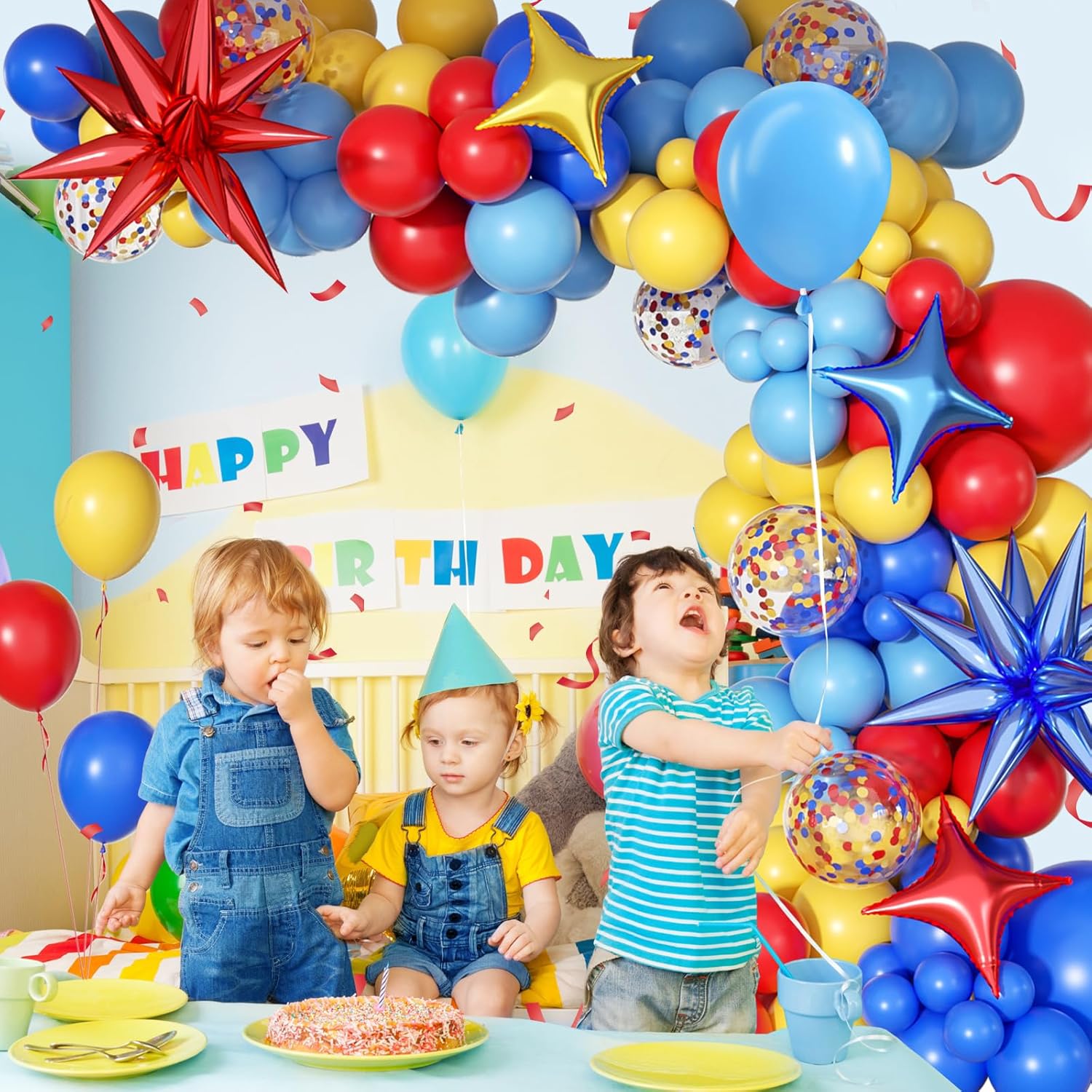 Blue Red Yellow Rainbow Balloo - Balloon Arch Kit review and price