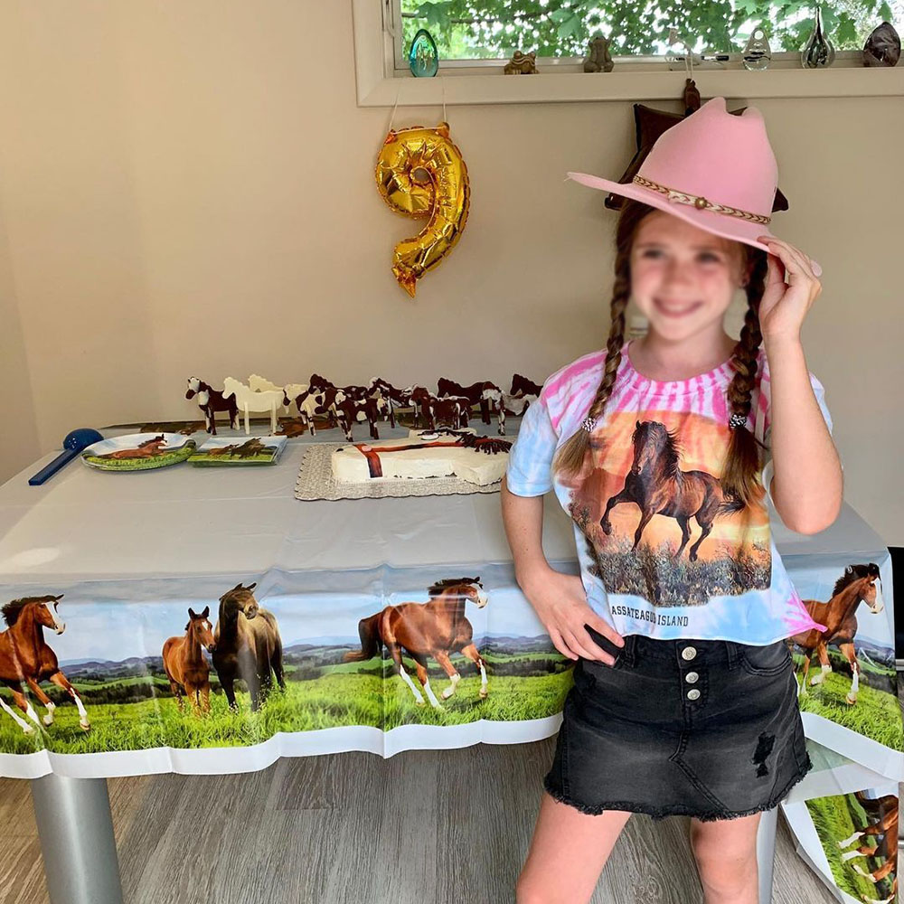 130x220 CM Wild Horse Tableclo - Table Cloth Disposable review and price