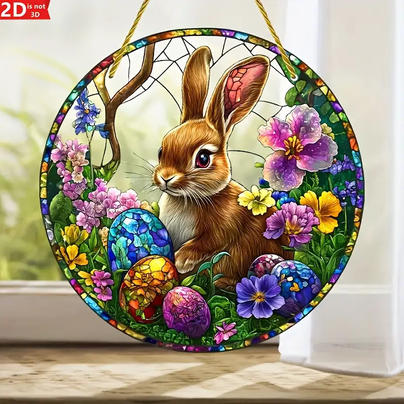 2Pcs Easter Rabbit Stained Acr - Flower Wall Panel review and price