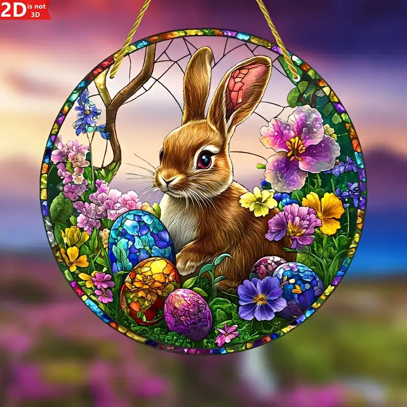 2Pcs Easter Rabbit Stained Acr - Flower Wall Panel review and price