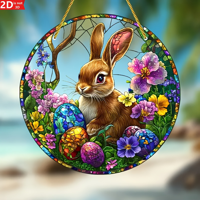 2Pcs Easter Rabbit Stained Acr - Flower Wall Panel review and price